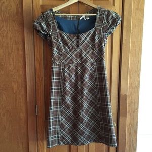 Anthropologie Maeve Brown Plaid Dress